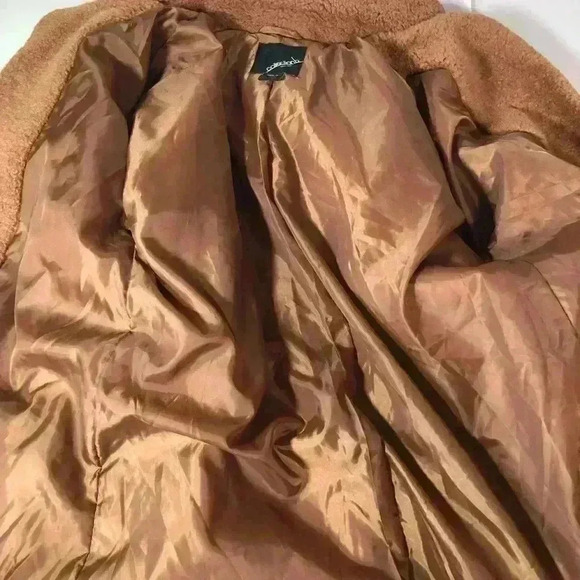 Collection b Juniors Women Shearling Style Faux Fur Brown Lined Jacket size XS - Picture 10 of 13